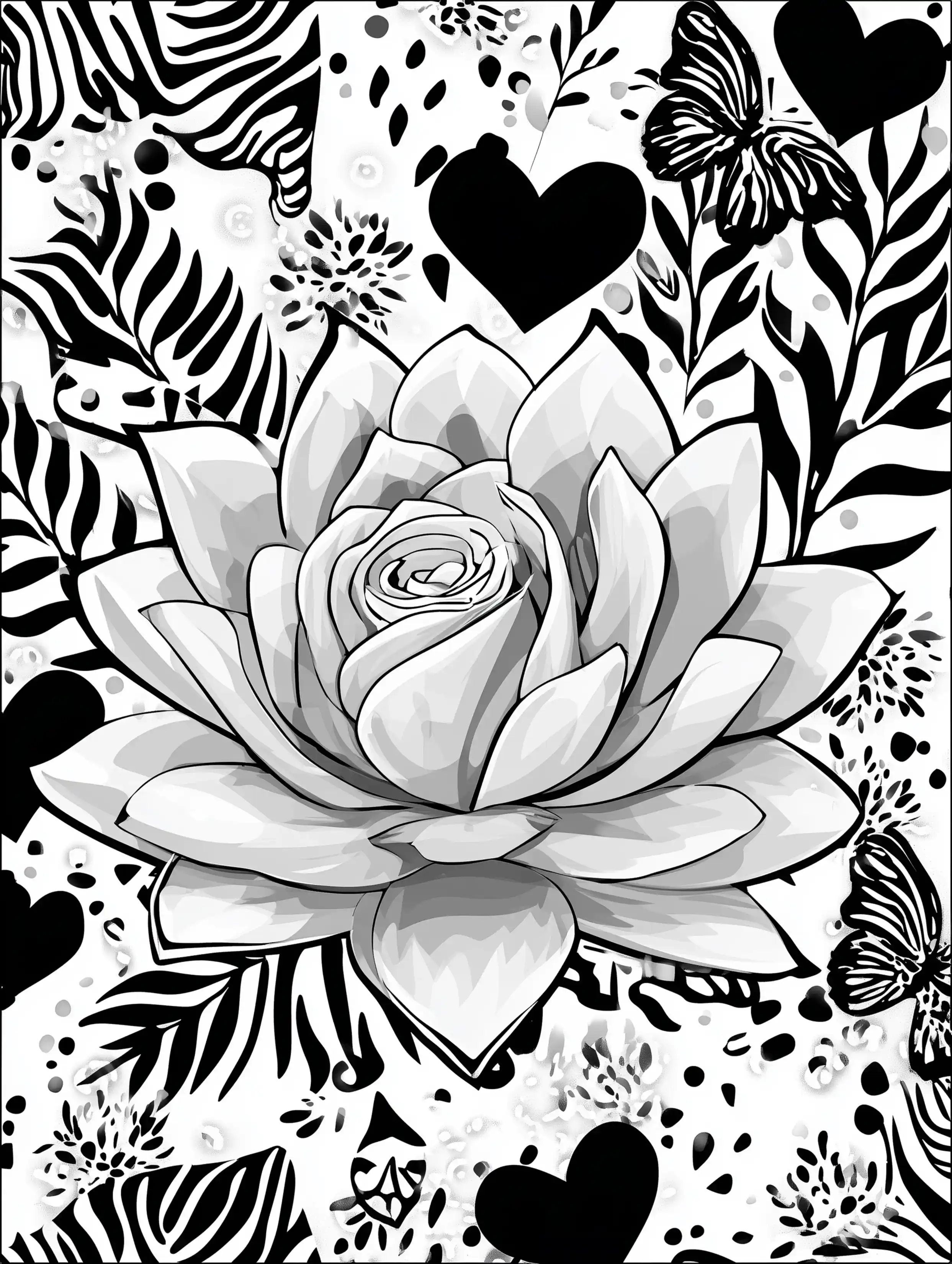 Free printable coloring pages floral featuring a single lotus flower with a butterfly